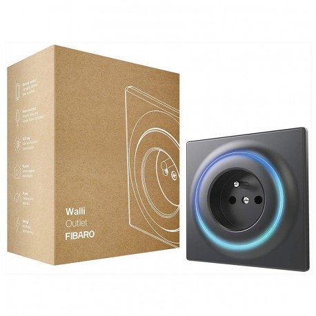 ENCHUFE DE CORRIENTE FIBARO "WALLI OUTLET" 230 V. Z-WAVE PARA EMPOTRAR EN PARED COLOR ANTRACITA