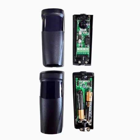 JUEGO FOTOCELULA DE SUPERFICIE EMISOR-RECEPTOR BATERIA 180º DE 13 Mtrs. 12/24 V. INCLUYE 2 BATERIAS "AAA" DURACELL